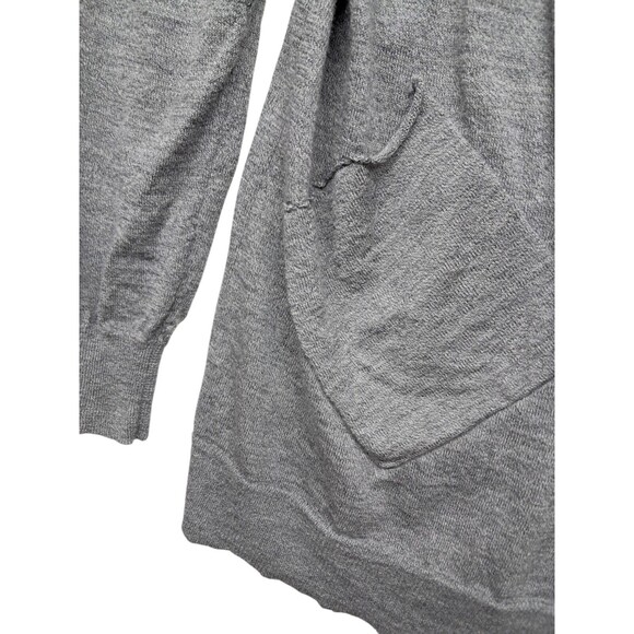 Eileen Fisher Open Cardigan Sweater 100% Wool Gray Pockets‎ Women's Medium - Picture 4 of 9